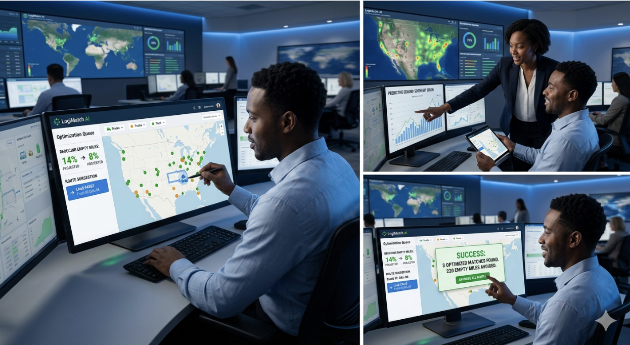 Dispatch dashboard coordinating fleet assignments