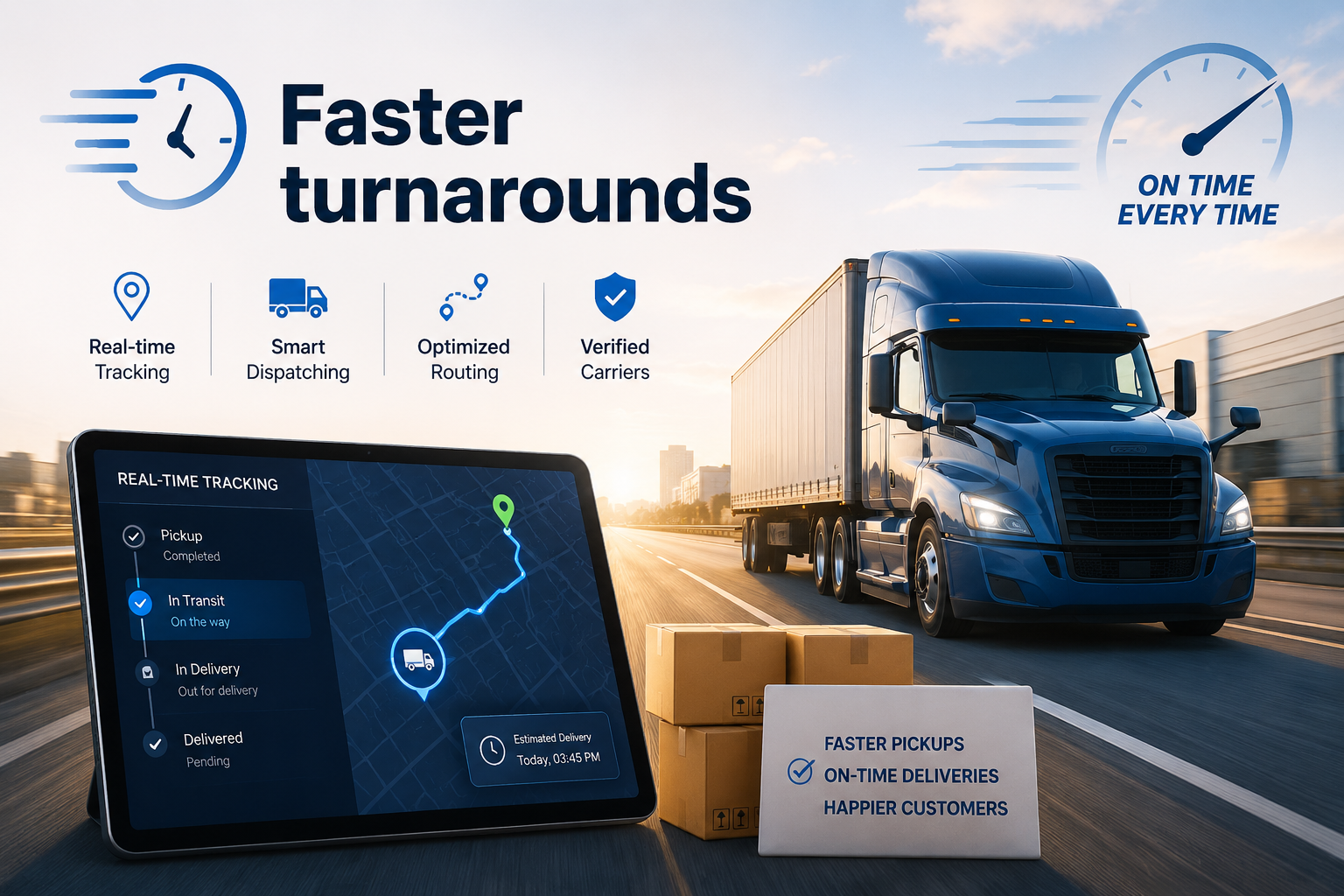 Fleet moving quickly through a logistics route